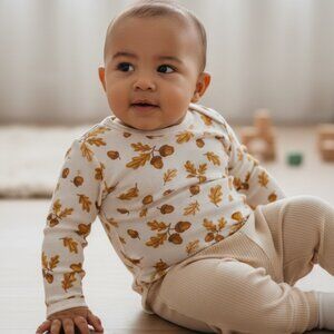 Willow + Whimsy Acorn Leaf Long Sleeve Top & Cord Pants Set – 0–3M